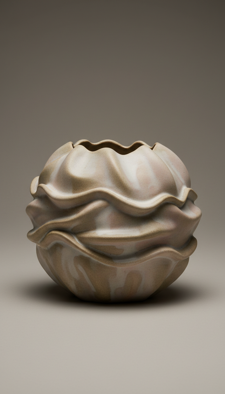 Sculptural Ceramic Vessel In Chalk Glaze