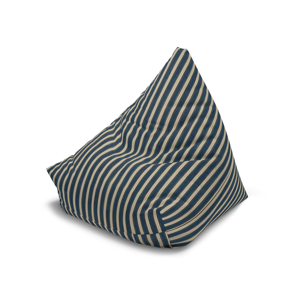Navy and Cream Striped Bean Bag Chair Cover | Coastal Nautical Pattern