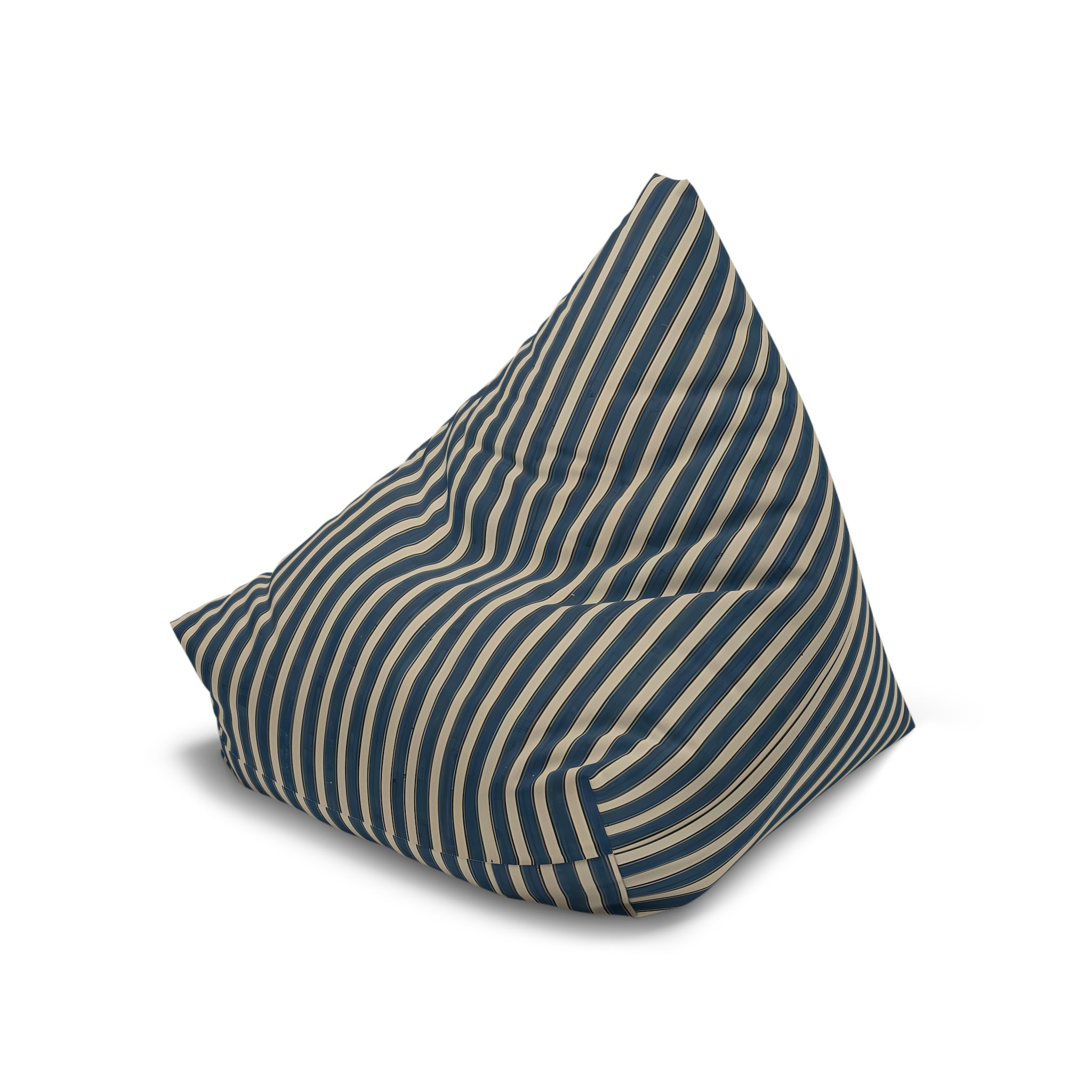 Navy and Cream Striped Bean Bag Chair Cover | Coastal Nautical Pattern