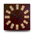 Domino Tile Clock Acrylic Wall Clock | Game Room Decor, Rustic Dark Red