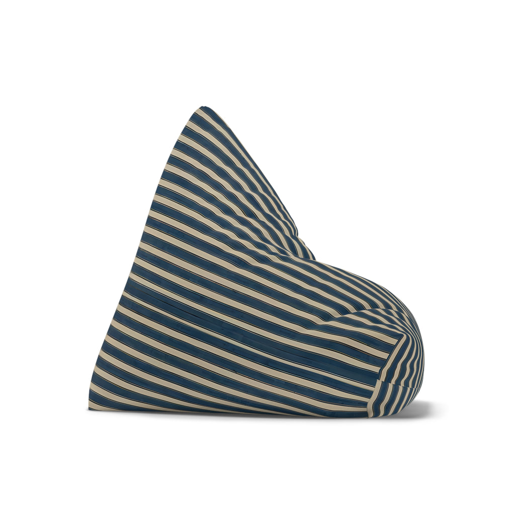 Navy and Cream Striped Bean Bag Chair Cover | Coastal Nautical Pattern