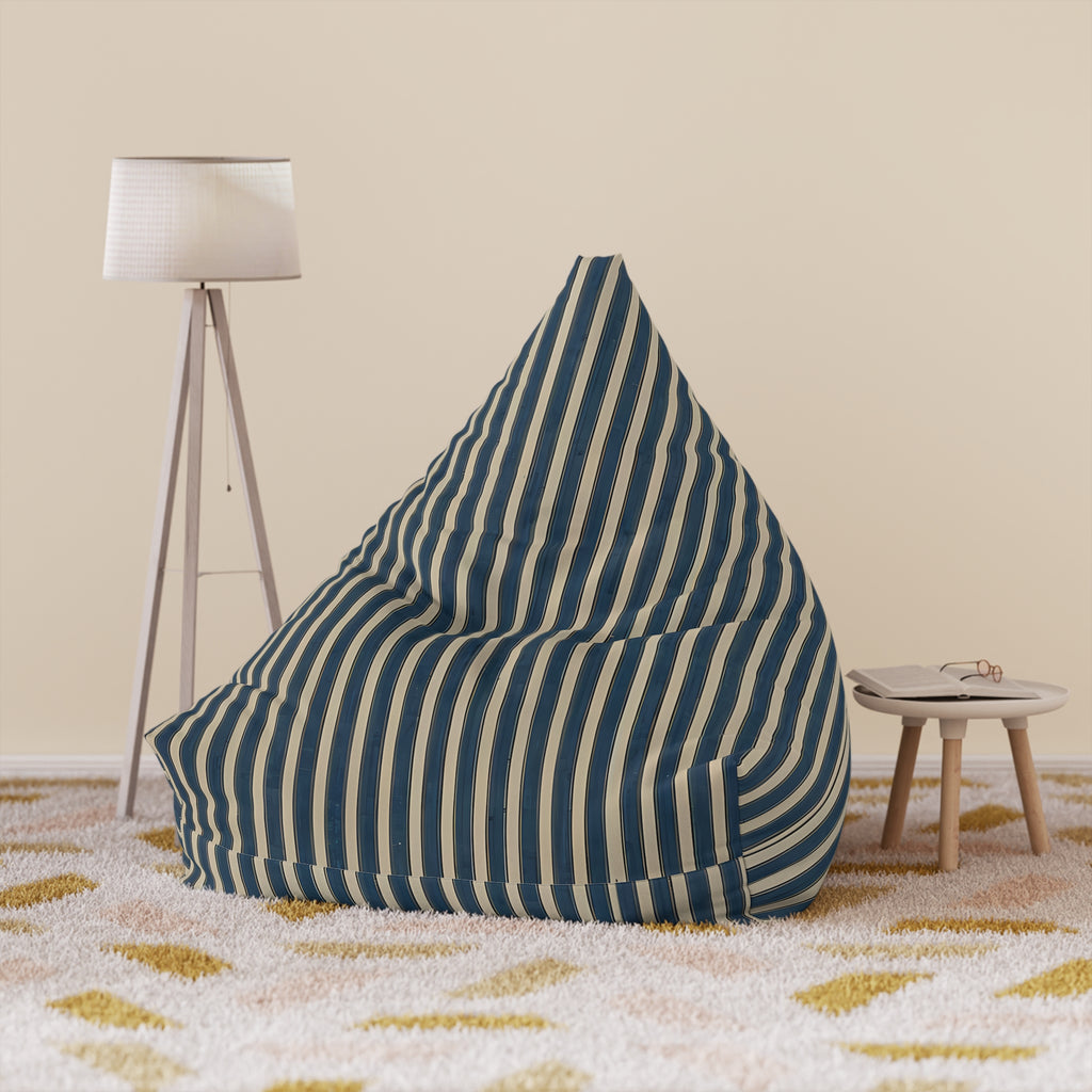 Navy and Cream Striped Bean Bag Chair Cover | Coastal Nautical Pattern
