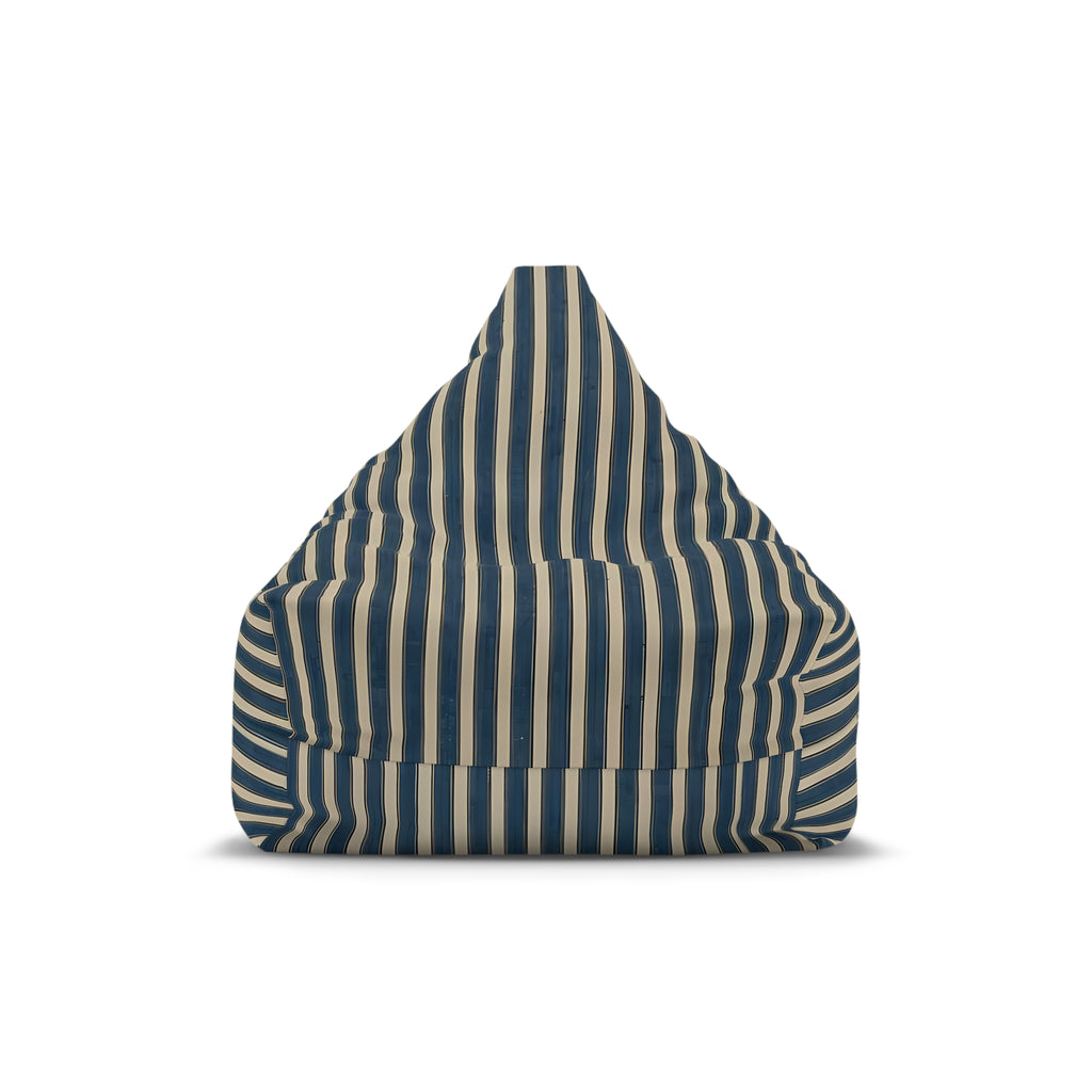 Navy and Cream Striped Bean Bag Chair Cover | Coastal Nautical Pattern