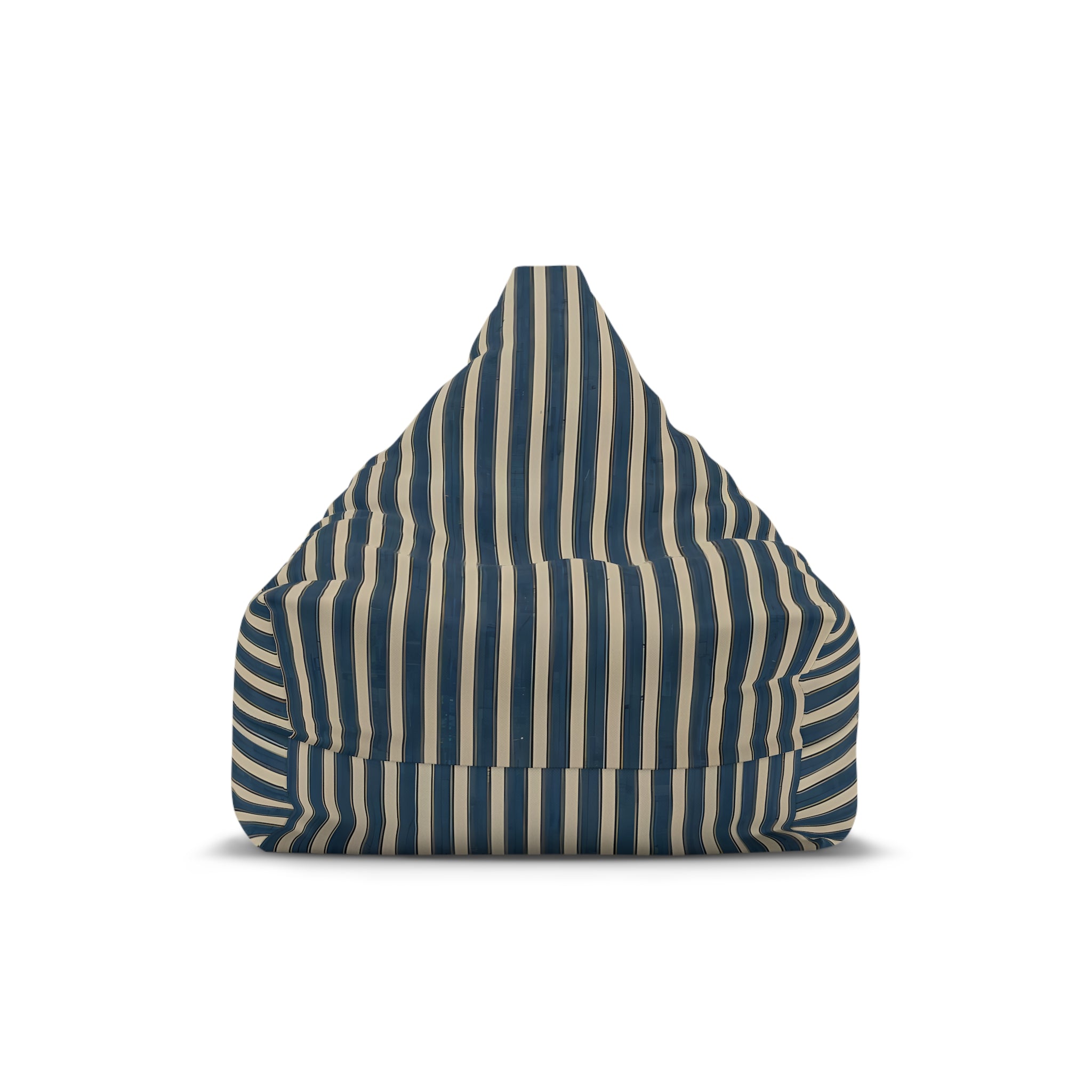 Navy and Cream Striped Bean Bag Chair Cover | Coastal Nautical Pattern