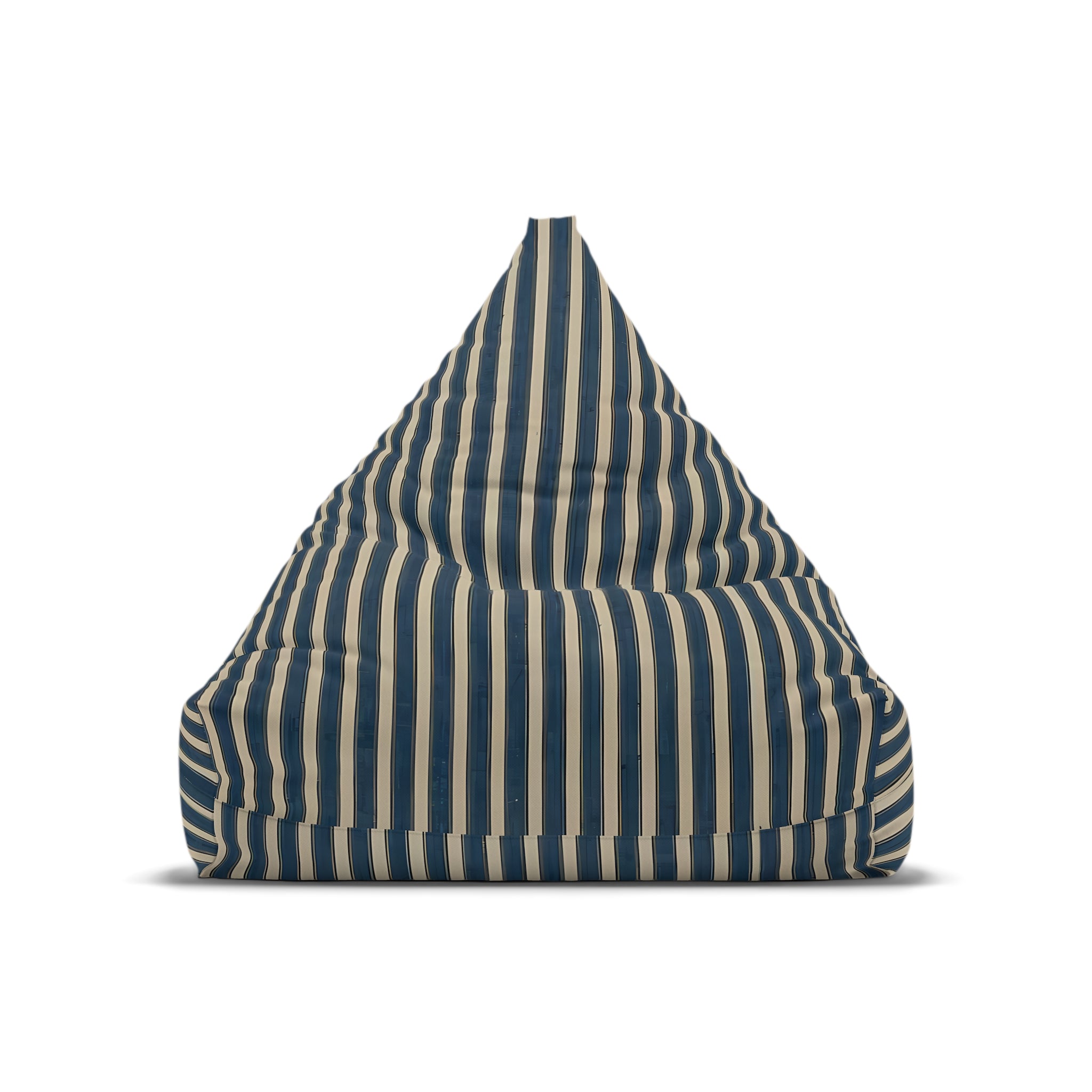 Navy and Cream Striped Bean Bag Chair Cover | Coastal Nautical Pattern