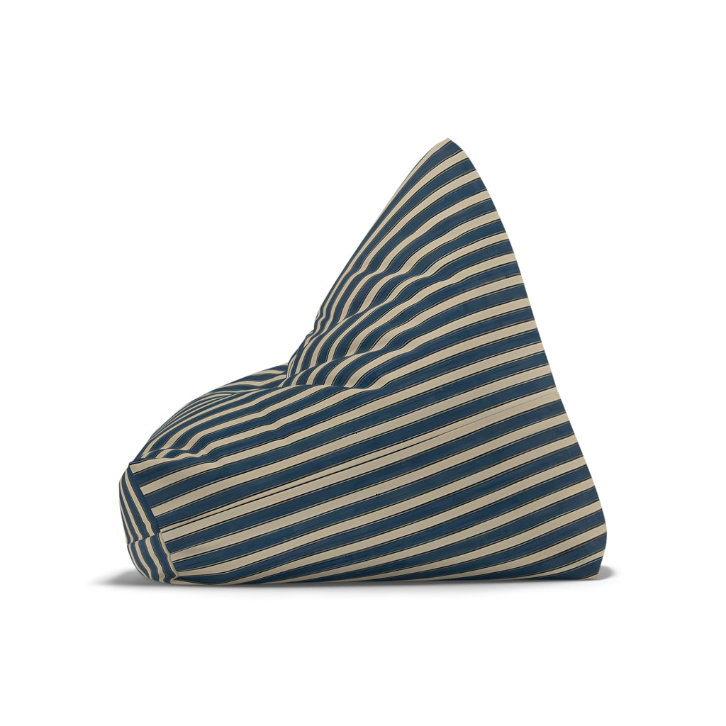 Navy and Cream Striped Bean Bag Chair Cover | Coastal Nautical Pattern