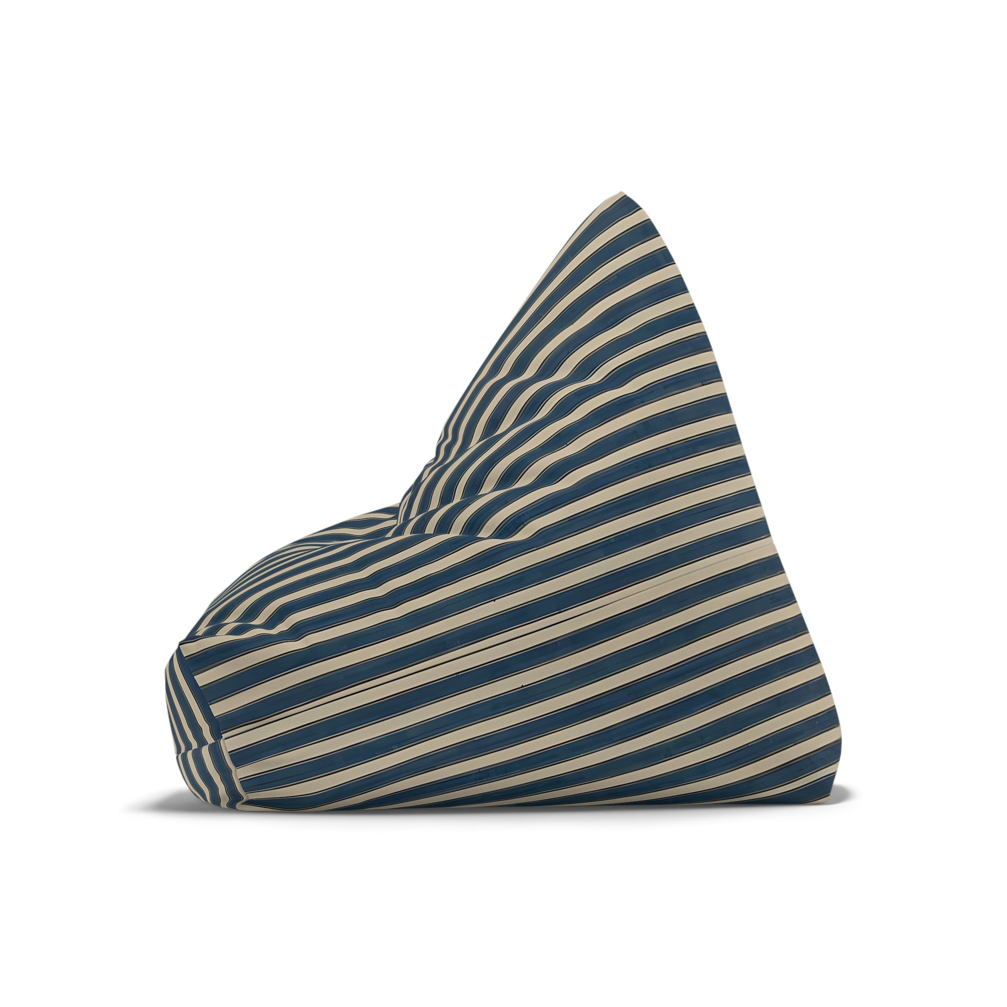 Navy and Cream Striped Bean Bag Chair Cover | Coastal Nautical Pattern