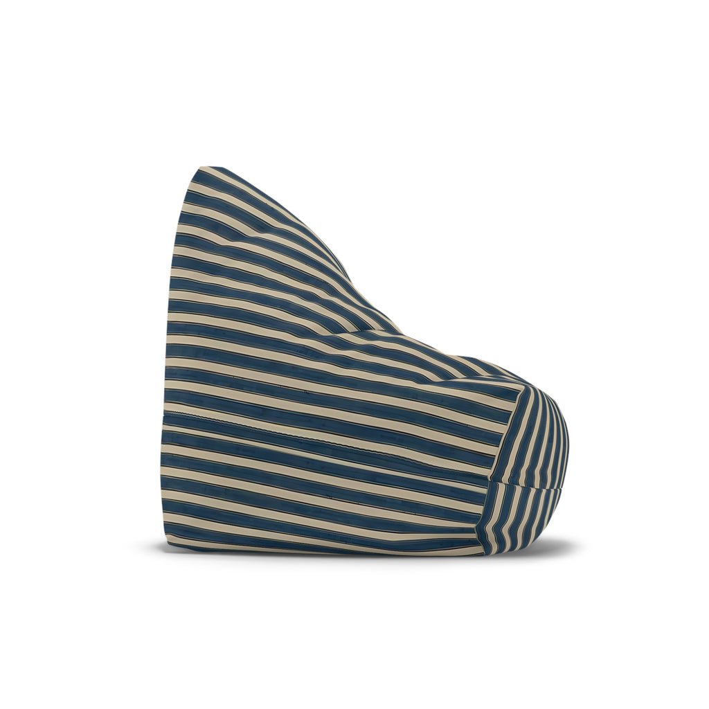 Navy and Cream Striped Bean Bag Chair Cover | Coastal Nautical Pattern
