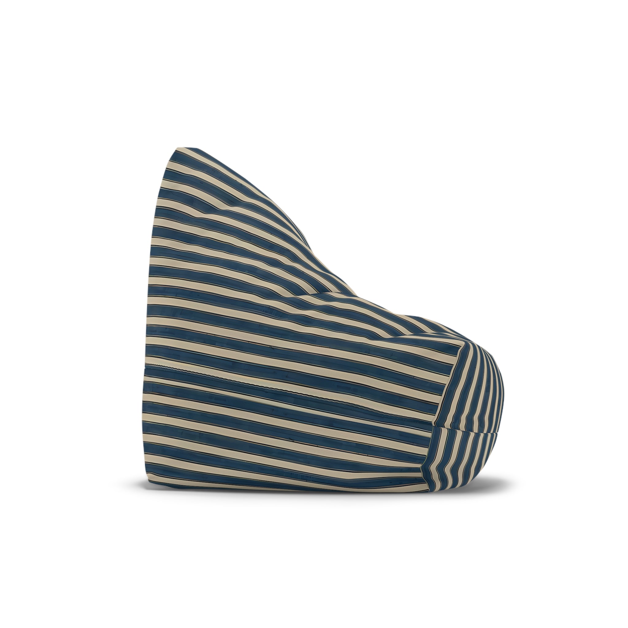 Navy and Cream Striped Bean Bag Chair Cover | Coastal Nautical Pattern