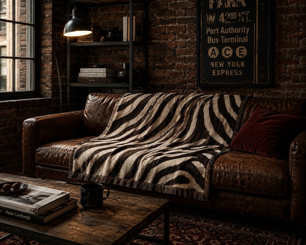 Zebra Stripe Throw Woven Blanket | Animal Print, Neutral Safari Décor