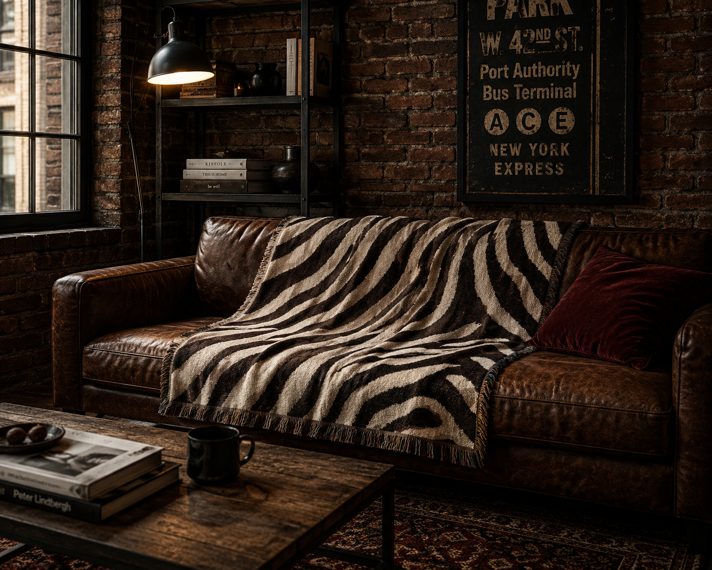 Zebra Stripe Throw Woven Blanket | Animal Print, Neutral Safari Décor