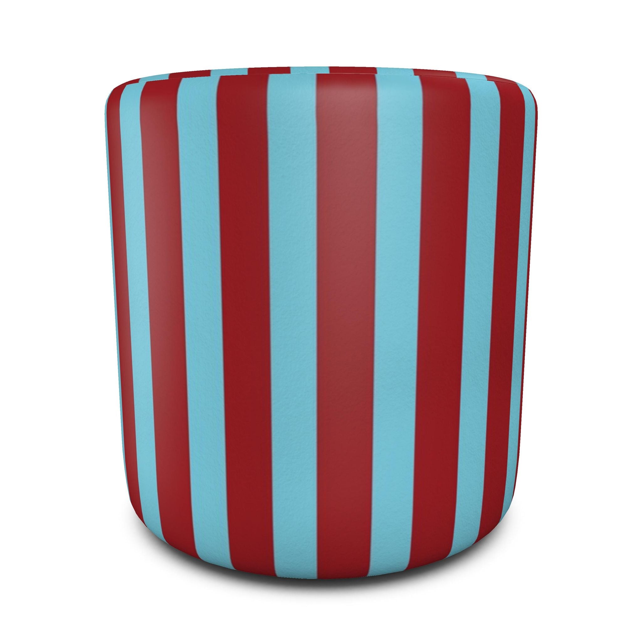 Striped Cylindrical Pouffe | Upholstered Round Ottoman