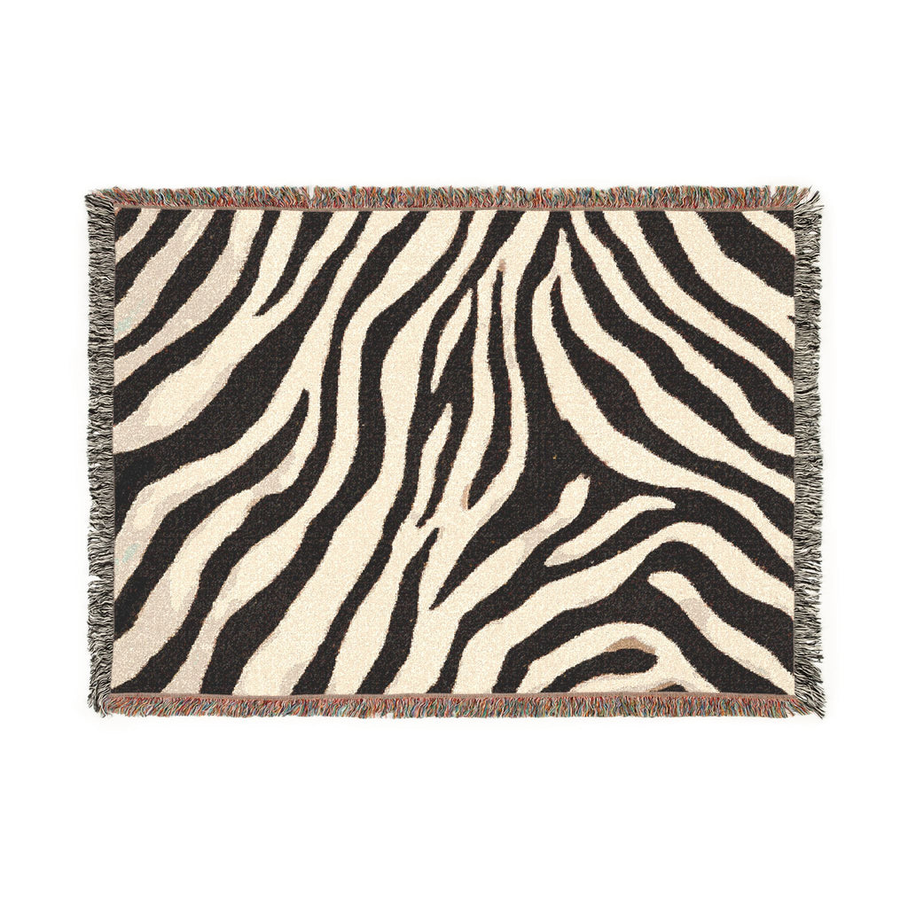 Zebra Stripe Throw Woven Blanket | Animal Print, Neutral Safari Décor