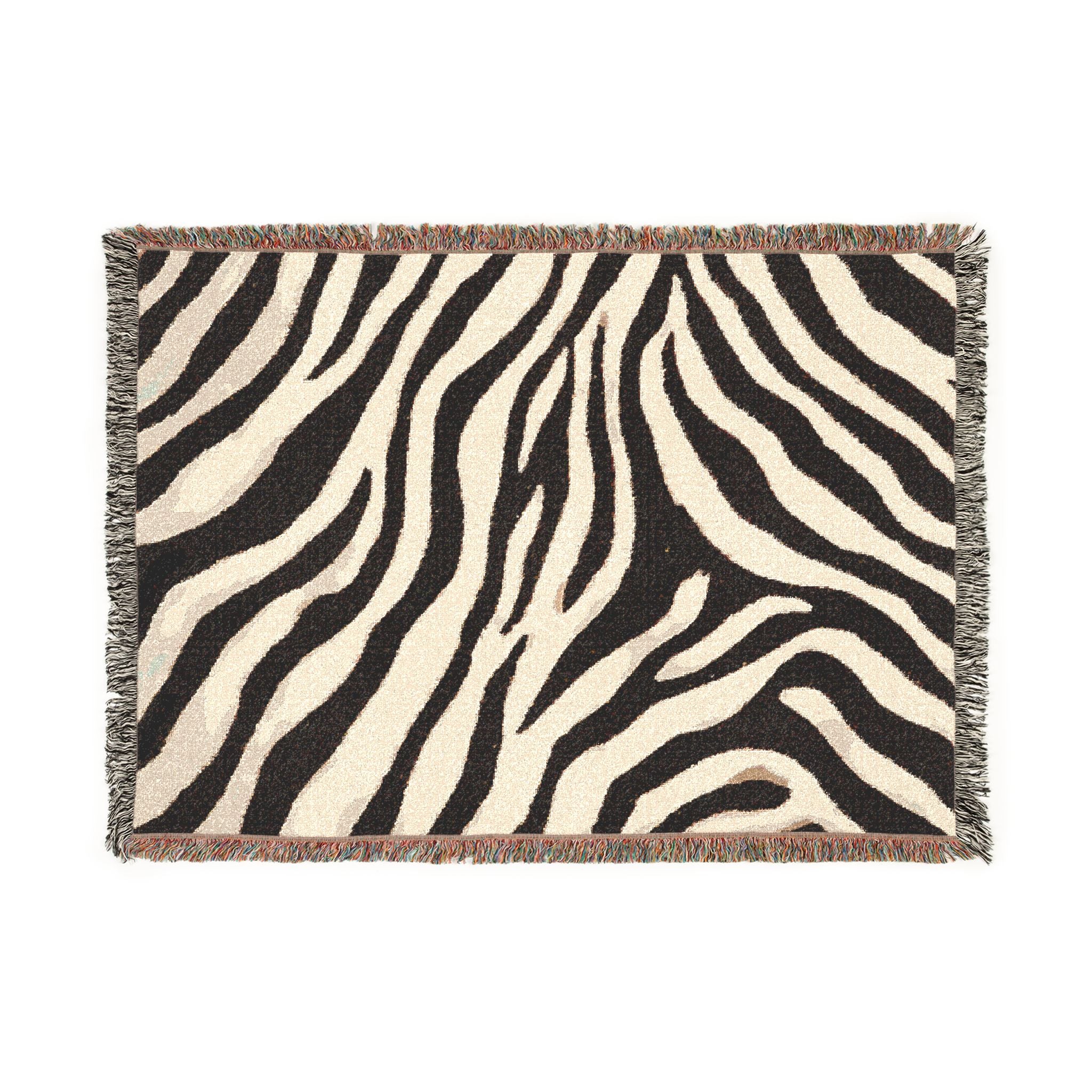 Zebra Stripe Throw Woven Blanket | Animal Print, Neutral Safari Décor