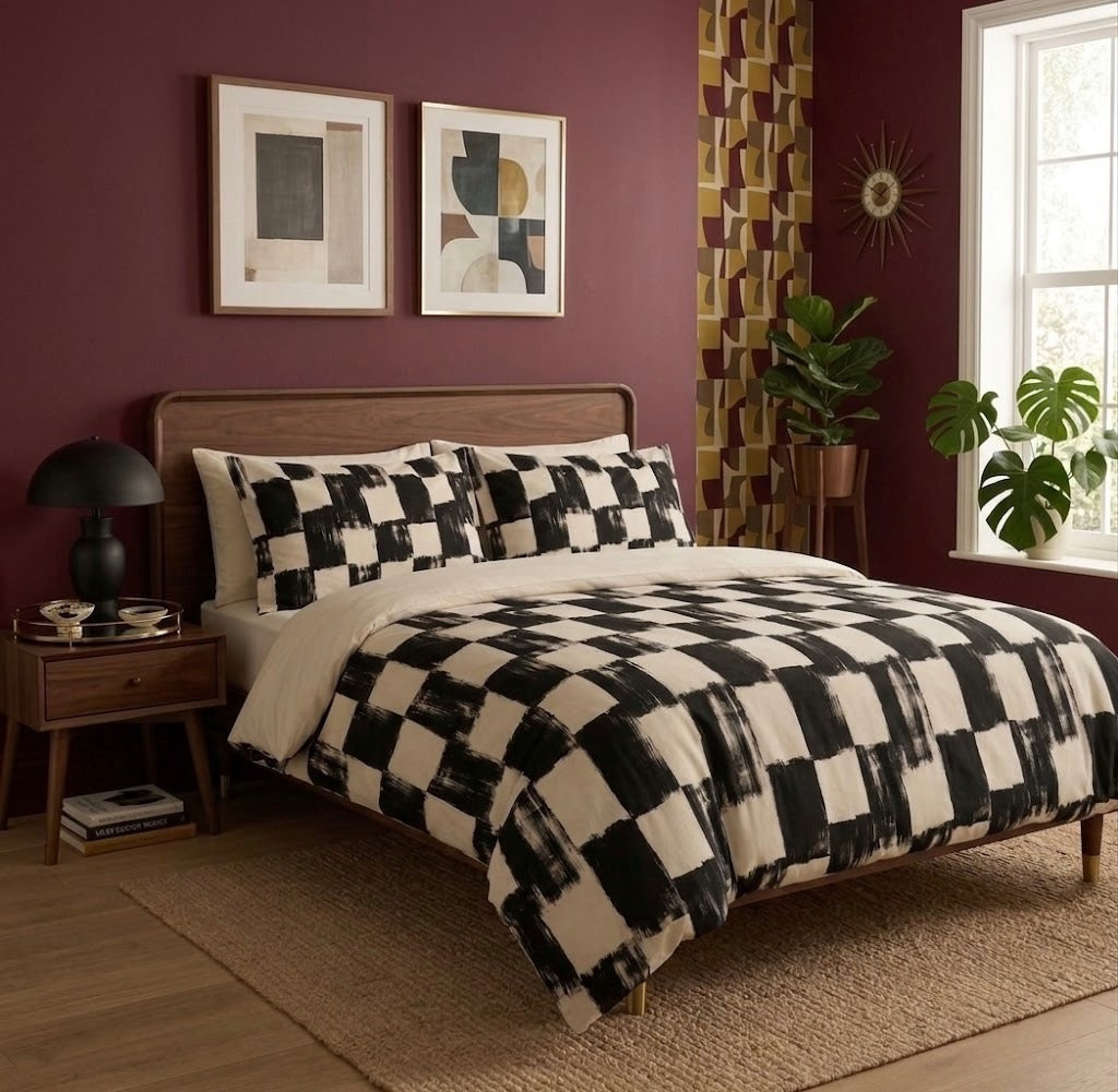 Checkered Duvet Cover | 300TC Organic Cotton Sateen