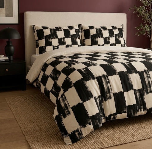 Checkered Duvet Cover | 300TC Organic Cotton Sateen