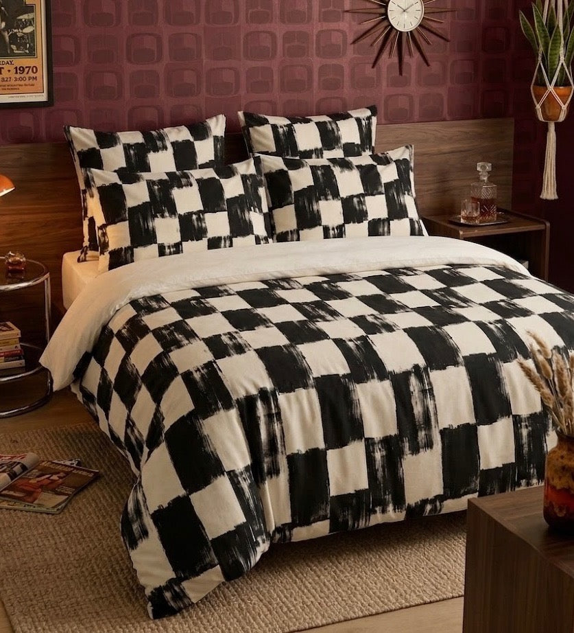 Checkered Duvet Cover | 300TC Organic Cotton Sateen